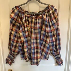 HUNTER BELL NEW YORK SZ S plaid blouse